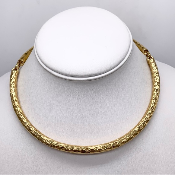 J. Crew Hammered Gold Collar Necklace